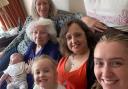 Five female generations of the same family gather together
