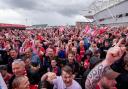 Southampton FC fans celebrate returning to the Premier League at St Marys Stadium, Southampton on Monday, May 27, 2024. Image: Habibur Rahman