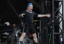 Tré Cool of Green Day on stage at Isle of Wight Festival