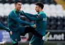 Cristiano Ronaldo (left) and Diogo Jota during a Portugal training session in October 2024 (Andrew Milligan/PA)