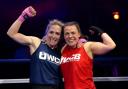 Charlene Unwin (right) in the ring with her UWCB opponent