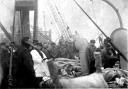 The photograph showing the burial service at sea of Titanic victim William Peter Mayo from Southampton