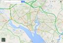 Google Maps showing traffic in Southampton