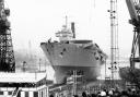 Handout photo issued by the Ministry of Defence of HMS Illustrious being launched on 4th December 1978 at Swan hunter Shipyard, Newcastle. Crowds are expected to gather in Portsmouth to wave off the Royal Navy’s former aircraft carrier today as she is
