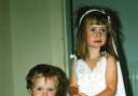 PLAYMATES: Hannah loved dressing up as a bride with her sister Sarah as bridesmaid.