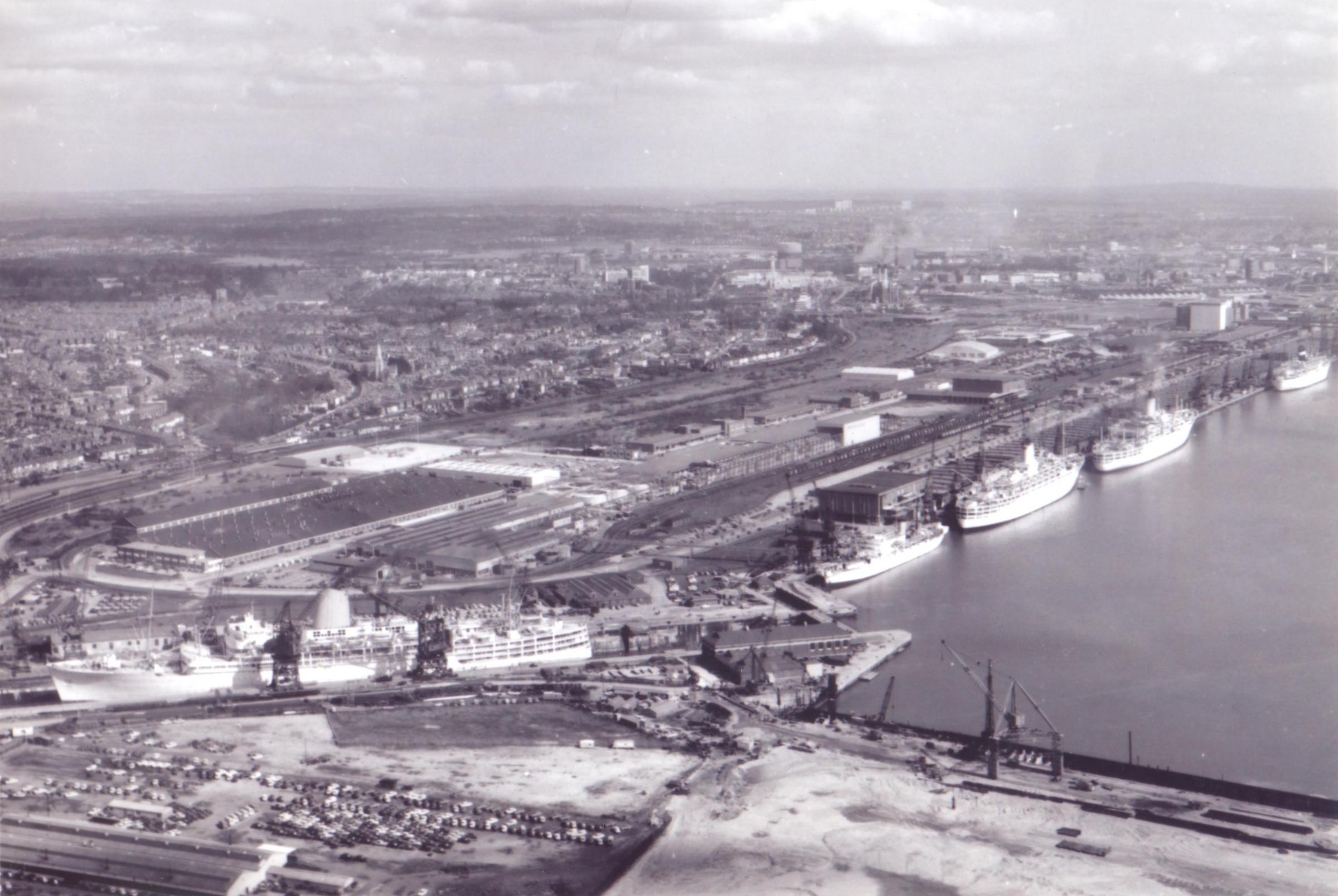 The Western Docks showing the King George V Dry Dock in the foreground.