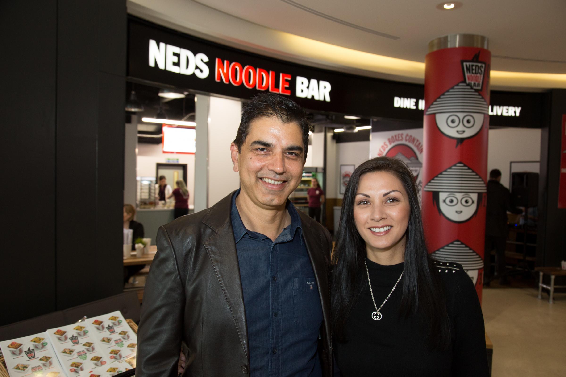 Neds Noodle Bar opens in Southamptons Marlands Shopping Centre. Farhat Abbas, Director of Development for Neds Noodle Bar with Nicky Witney..