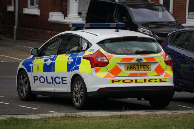 Stock image of a Hampshire Constabulary patrol car in Southampton