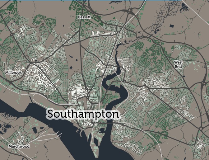 The map showing access to dentists in Southampton. Map by Consumer Data Research Centre (CDRC)