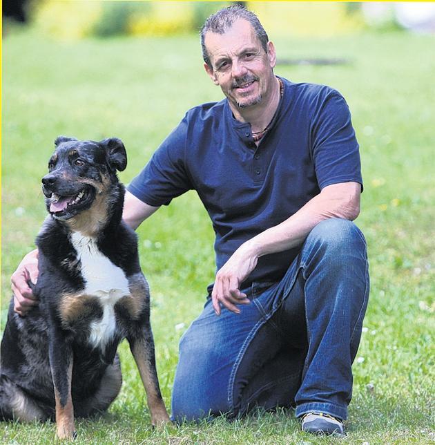 Kevin Blunden with his collie cross Saski.