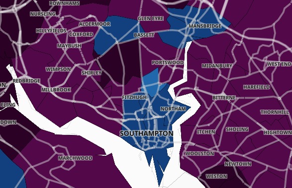 The latest Covid data map for Southampton