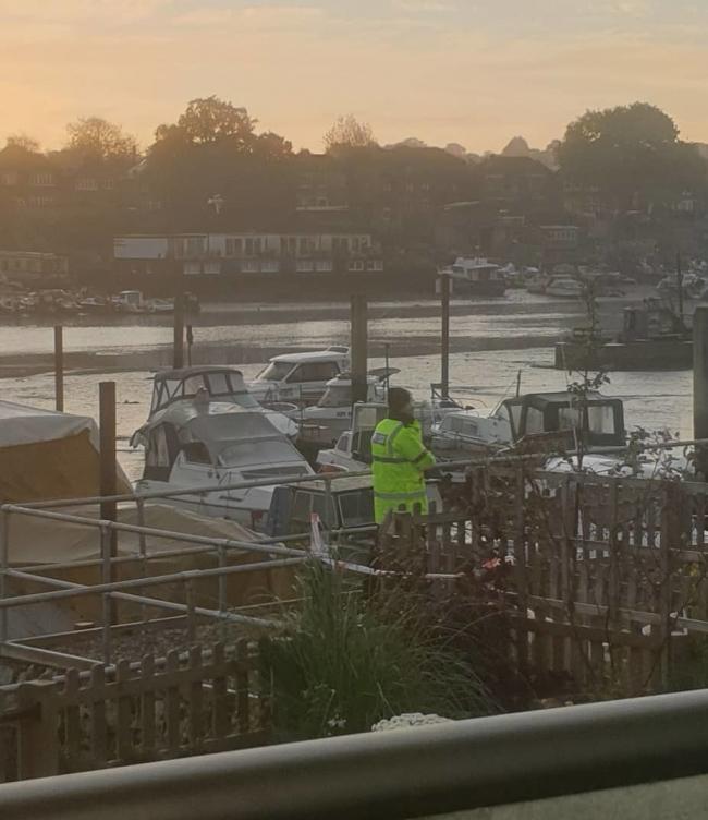 Police officers have taped off a boatyard in Priory Road, Southampton