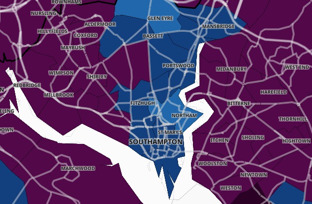 The latest Covid data map for Southampton
