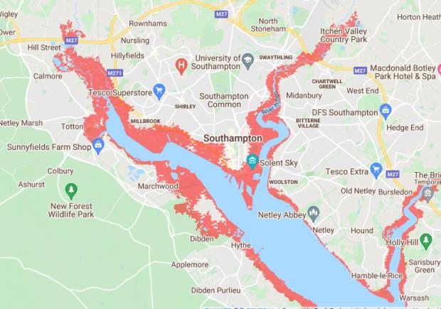 Daily Echo: Climate Central Southampton map