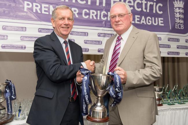 A proud moment in October 2014 when Alan Sturgess (right) was presented with the George Winkles Trophy.  The late Paul Thompson is making the award. Picture by Dave Vokes.