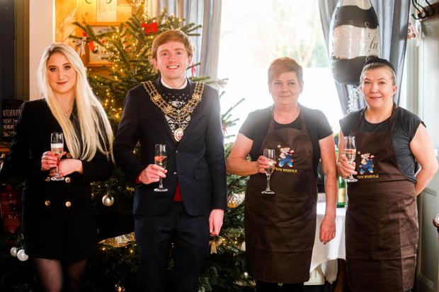 Daily Echo: Ewelina Fesnak (left) with the Mayor of Southampton Cllr Alex Houghton at the reopening of the Pig 'n Whistle pub in Southampton 