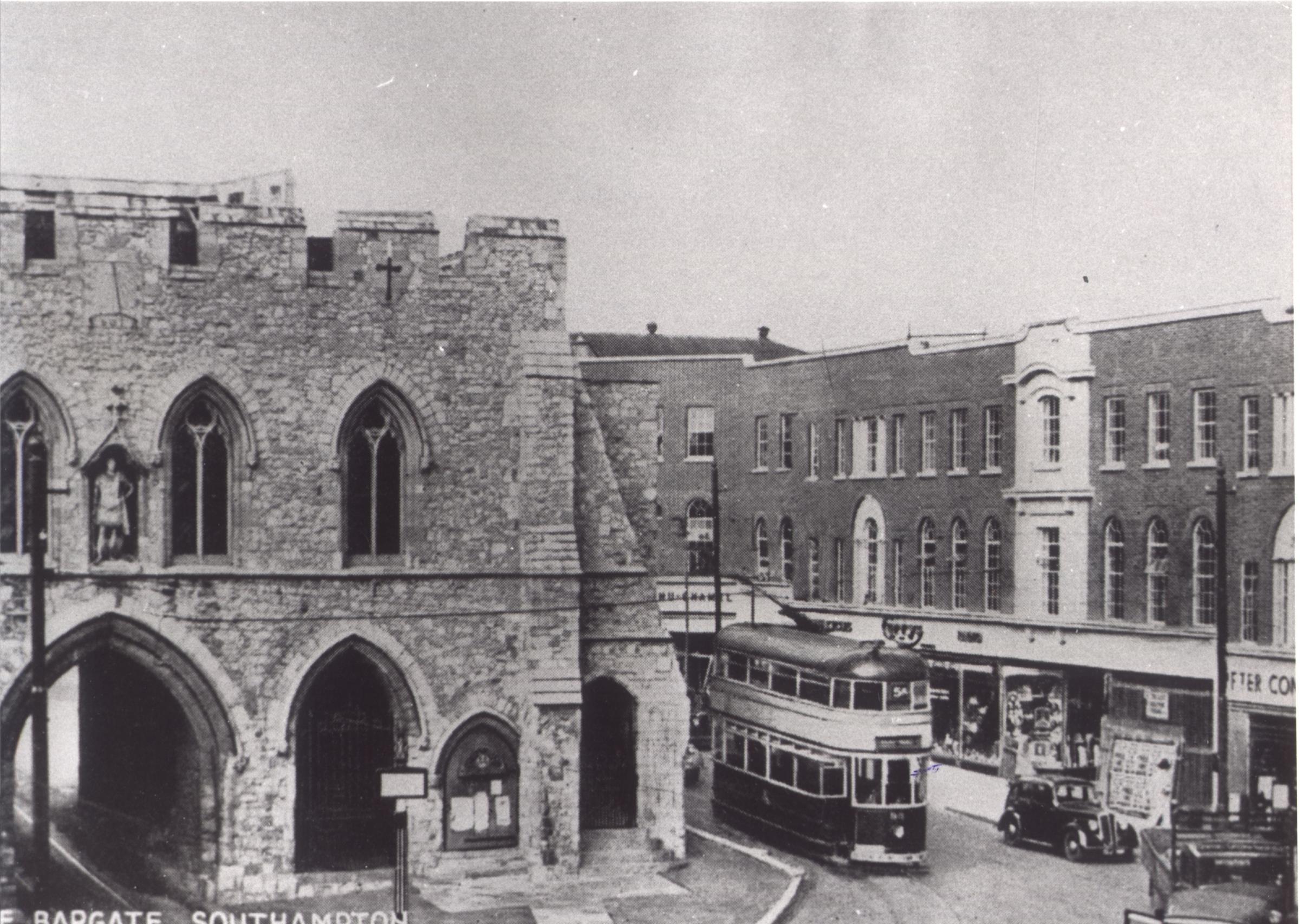 Heritage. Bargate with tram.
