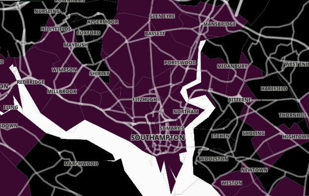 Covid map data for Southampton 
