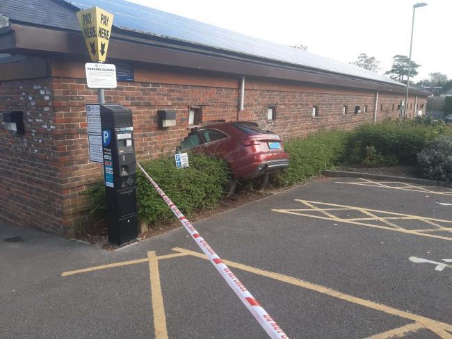A car crashed through the back wall of Hythe Library last October, causing extensive damage to the building. Picture: Cllr Malcolm Wade.