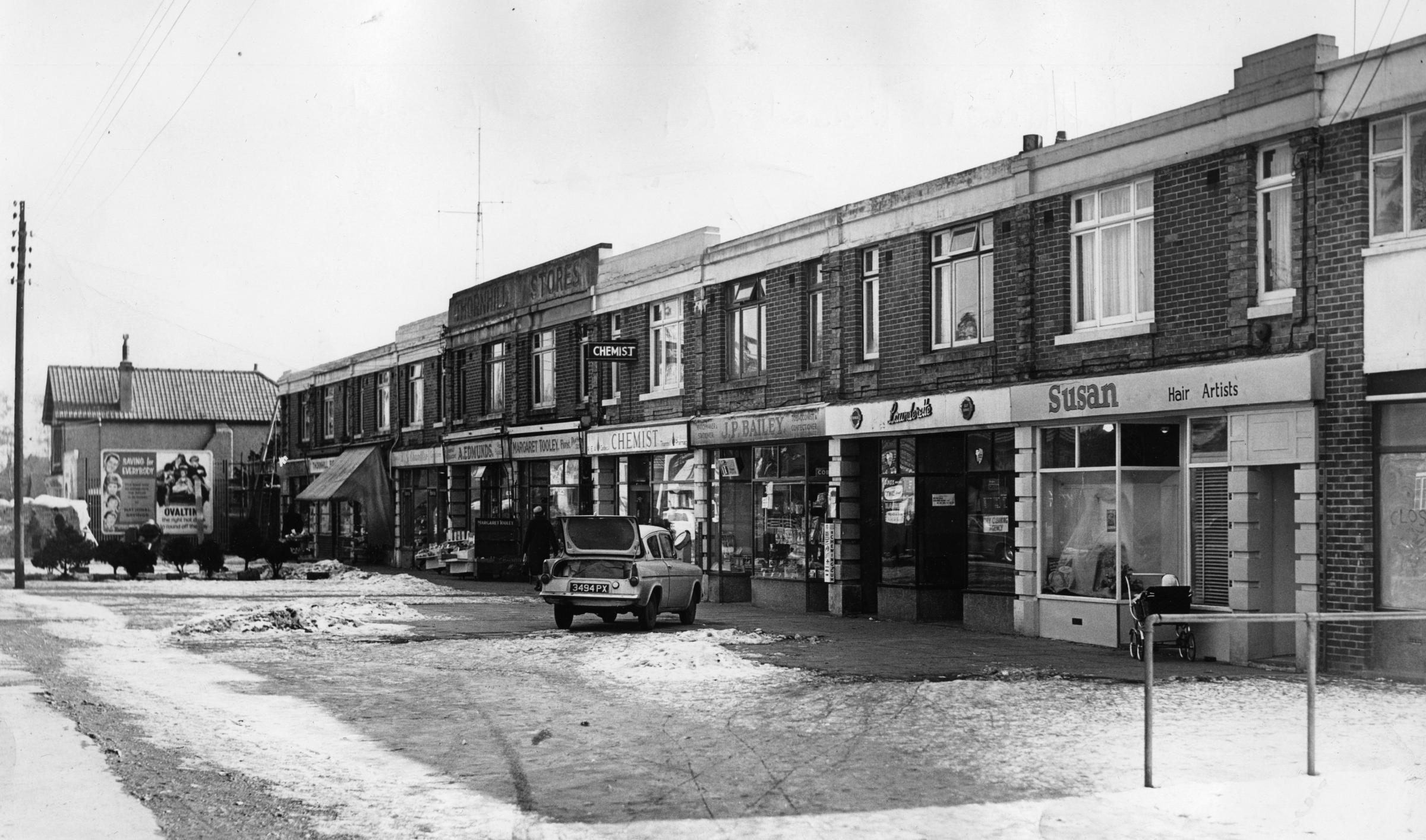Thornhill Park Road shops. March 1, 1963. View from the Past. THE SOUTHERN DAILY ECHO ARCHIVES.
