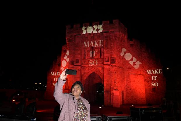 Daily Echo: The lights of Southampton’s historic Bargate are switched on as the city’s bid for UK City of Culture 2025 is submitted.