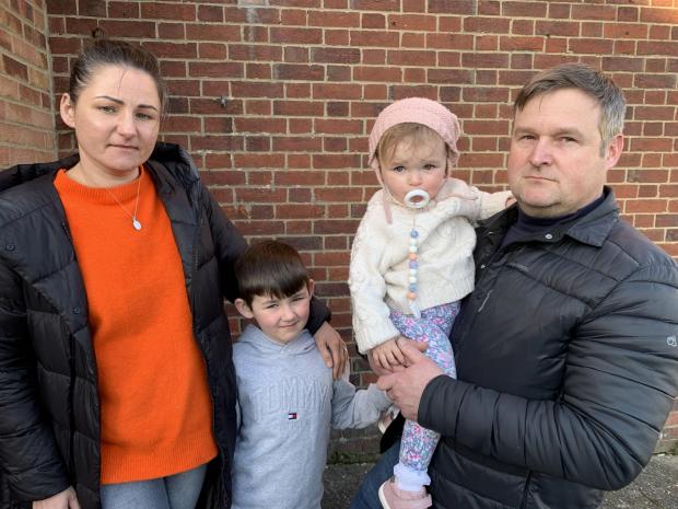 Daily Echo: Krzysztof Suwalski, 45, was with his wife Barbara Suwalska, 40, and their children Anthony, six, and Julia, two, donating goods at the Polish Social Club.