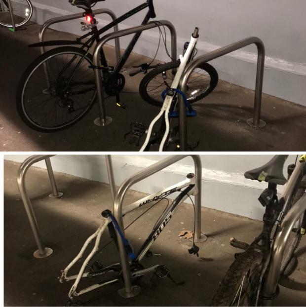 Daily Echo: Damaged bikes at Southampton Railway Station on February 28. 