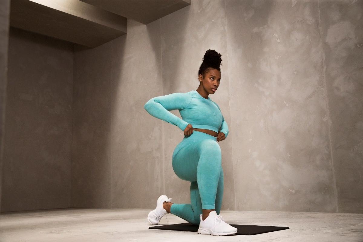 A woman wearing generic Gymshark clothing, not included in the new Whitney Simmons X Gymshark Collection (PA)