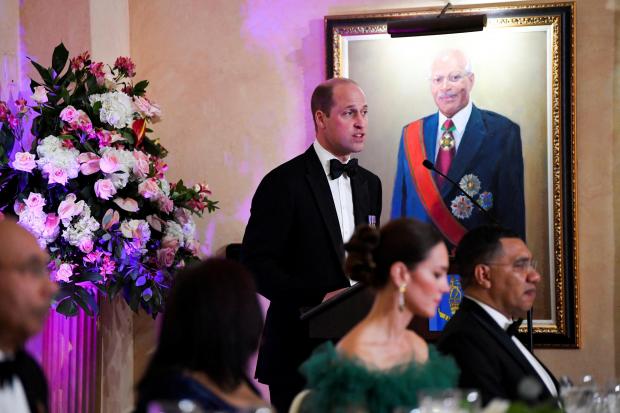 Daily Echo: Jamaica's Prime Minister Andrew Holness (far right) and the Duchess of Cambridge (second from right) listen as the Duke of Cambridge delivers a speech at a dinner hosted by Patrick Allen, Governor General of Jamaica, at King's House, Kingston, Jamaica, on day five of the royal tour of the Caribbean. (PA)