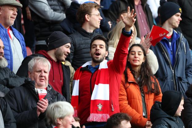 Daily Echo: Saints fans during the FA Cup match between Southampton and Coventry City at St Mary's Stadium. Photo: Stuart Martin.