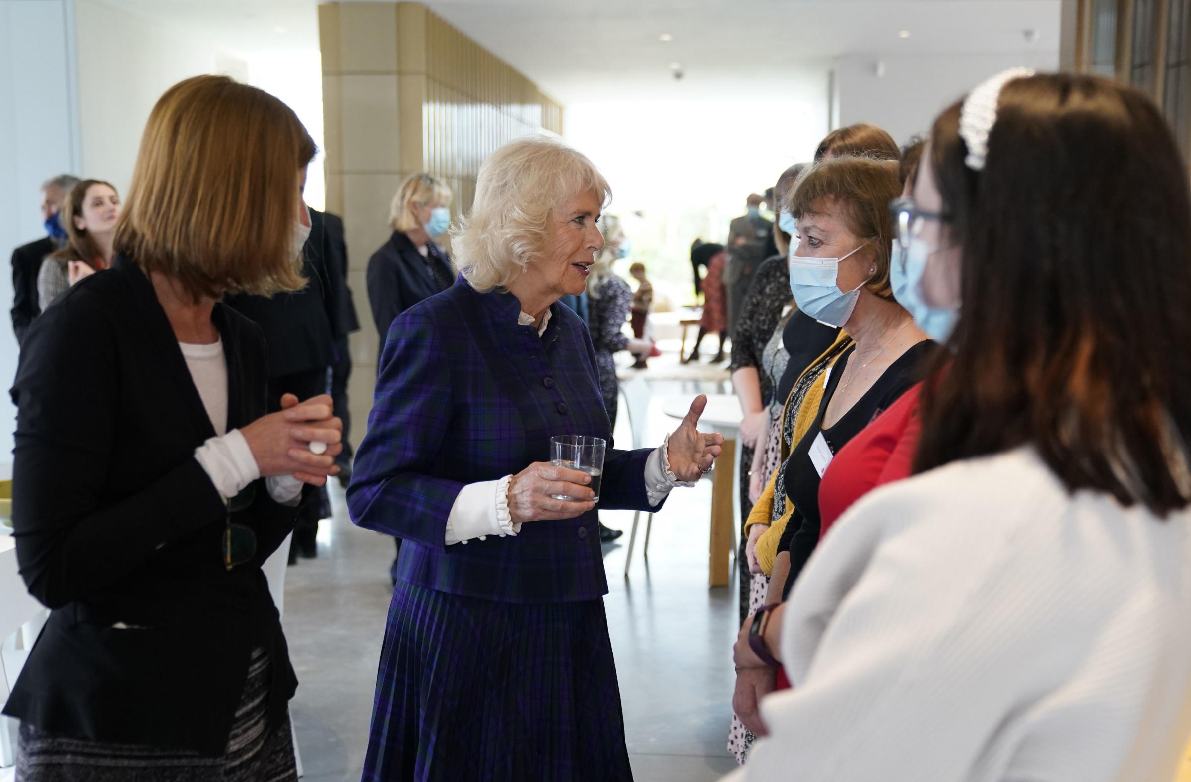 The Duchess of Cornwall during a visit to the charity Maggies Southampton in the grounds of University Hospital Southampton. Picture date: Wednesday April 6, 2022. PA Photo. See PA story ROYAL Camilla. Photo credit should read: Andrew Matthews/PA Wire.