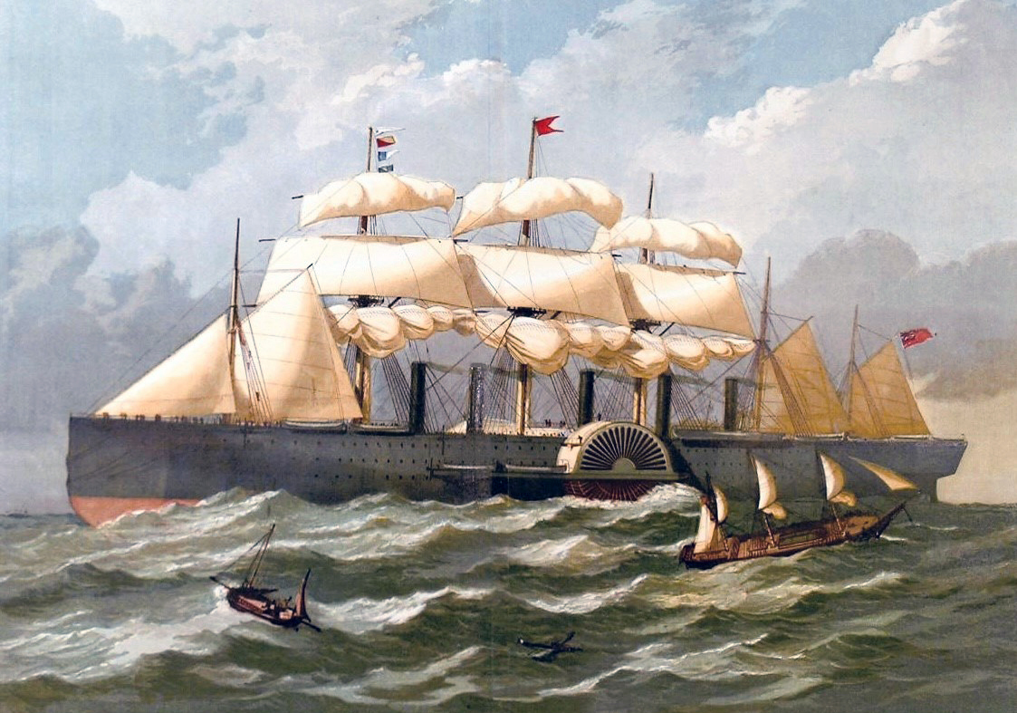 The Great Eastern at sea.