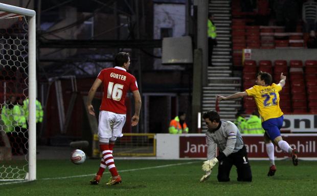 Daily Echo: David Connolly celebrates his goal at Nottingham Forest. Image by: PA