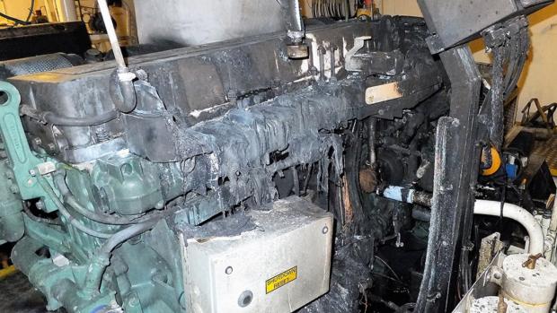 Daily Echo: The engine after the fire in a photo by the MAIB.