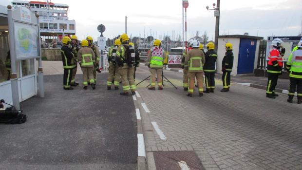 Daily Echo: Hampshire firefighters on the scene after one of the incidents on the Isle of Wight ferry.