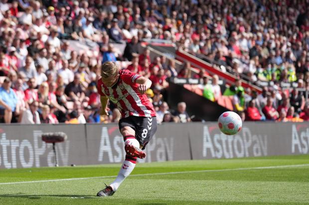 James Ward-Prowse of Southampton takes a free kick..