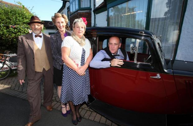 Daily Echo: Malcolm Hill, Alison Campbell, Julie Martin and Barry Perrett celebrate The Barber Shop's 70th anniversary in 2017. 