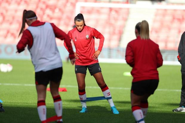 Daily Echo: Laura Rafferty warming up at St Mary's. Image by: Stuart Martin