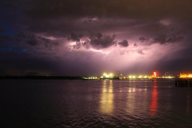 Daily Echo: Lightning over Southampton Docks by James Leslie-William Oliver