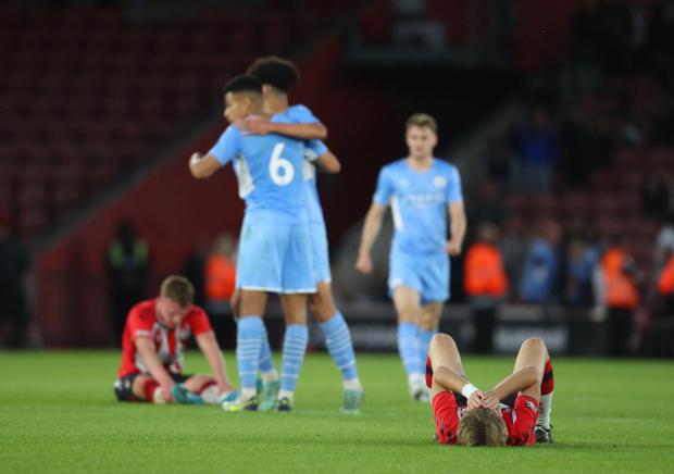Daily Echo: Dejection at full-time for the young Saints (Pic: Stuart Martin)