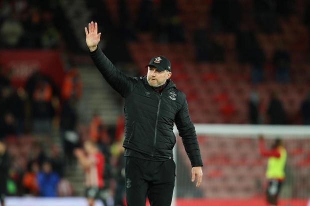 Daily Echo: Saints boss Hasenhuttl waves to fans at St Mary's. Image by: Stuart Martin