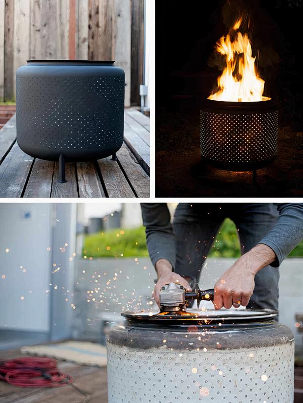 Daily Echo: The washing machine drum firepit is both elegant and eco. Picture: ManoMano