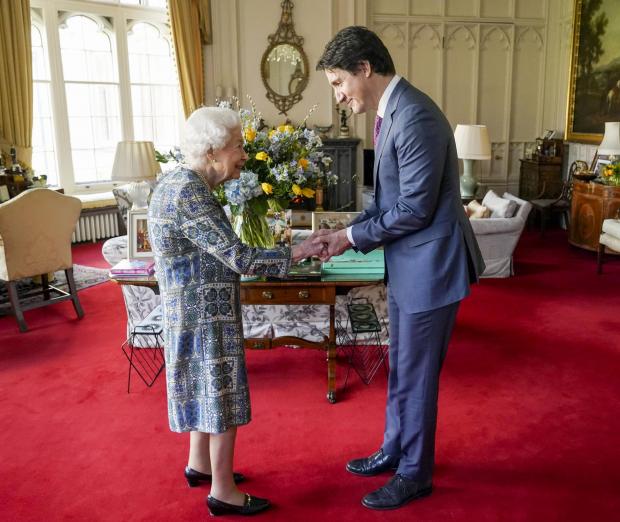 Daily Echo:  The Queen meeting with Canadian Prime Minister Justin Trudeau. Credit: PA