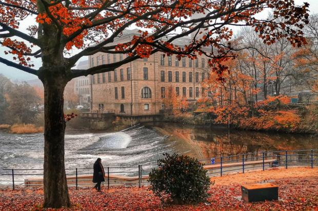 Daily Echo: Photo by John Shackleton shows the iconic Salts Mill from Robert’s Park, Saltaire.