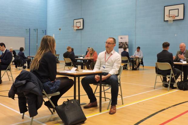 Students from the Grange School and Twynham School were given mock job interviews