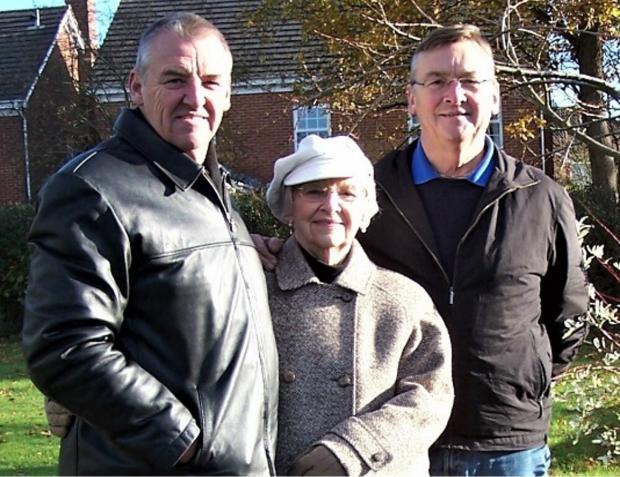Daily Echo: Joan Randell pictured with her two sons Peter (left) and Barry in 2018