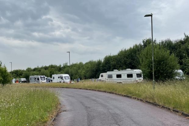 The encampment at Winchester South Park & Ride