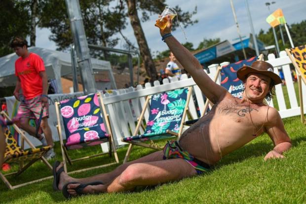 Daily Echo: Southampton man Harry Austin went viral for wearing budgy smugglers at Bournemouth 7s festival