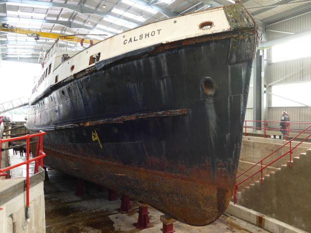 Daily Echo: The Tug Tender Calshot has spent more than a year in a shipyard overlooking the River Itchen.