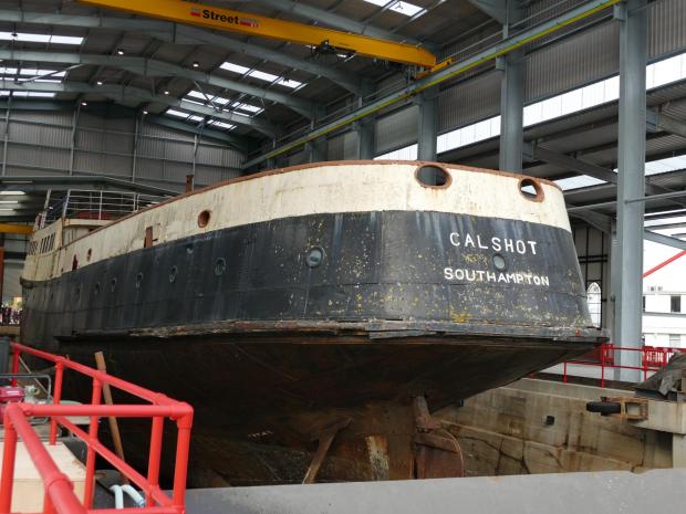 Daily Echo: The Tug Tender Calshot has spent more than a year at a shipyard overlooking the River Itchen.